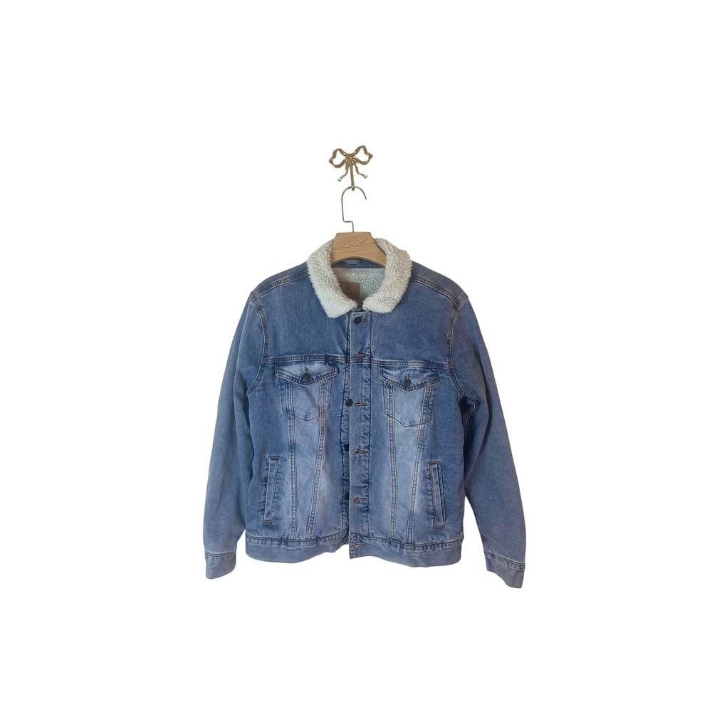 Taylor Swift Clean 1989 Sherpa Lined Denim Jacket Blue Graphic Print Medium